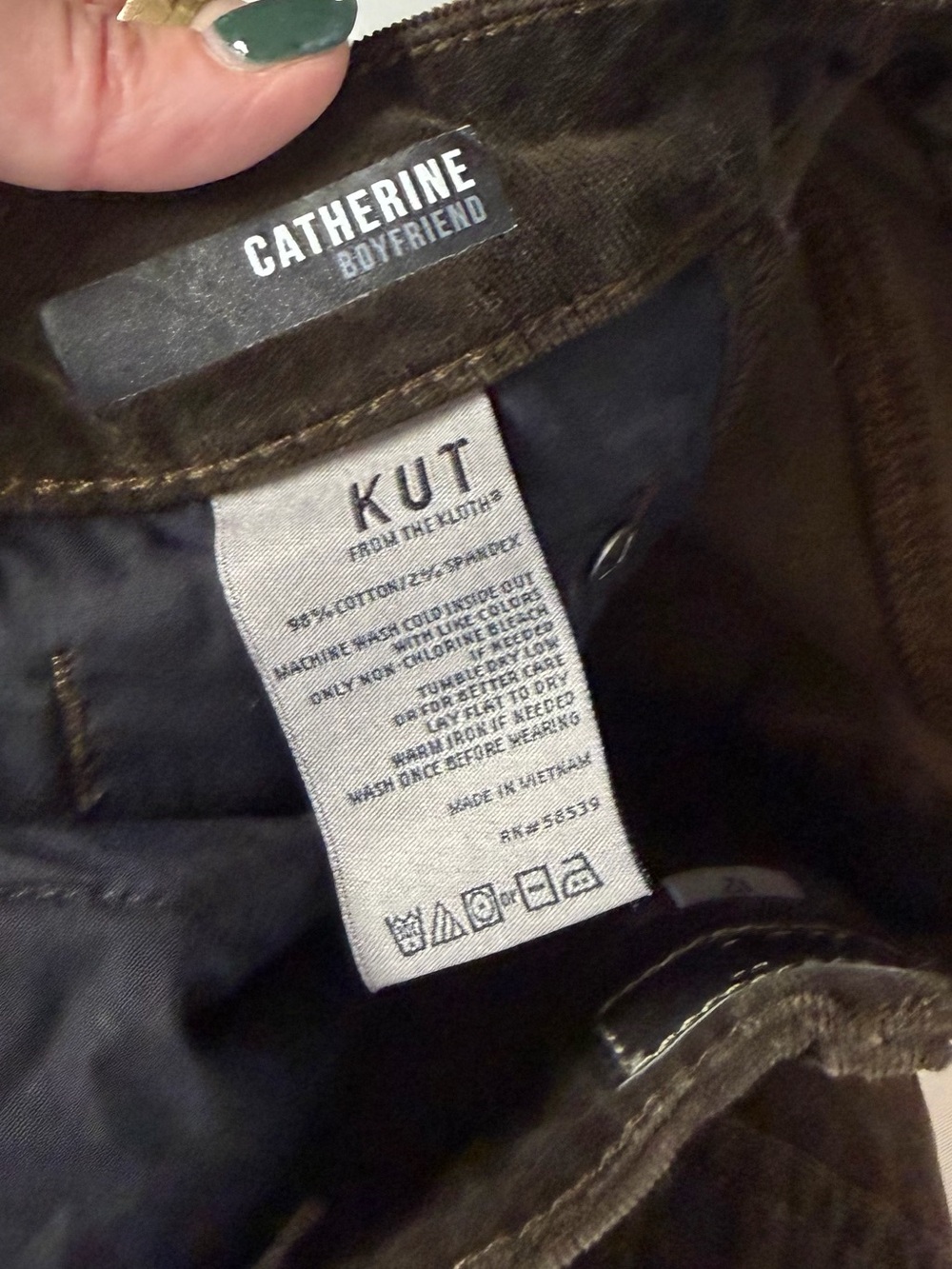 Kut from the Kloth Catherine Mid-Rise Boyfriend Stretch Brown Cords Women’s 12 - Picture 5 of 9